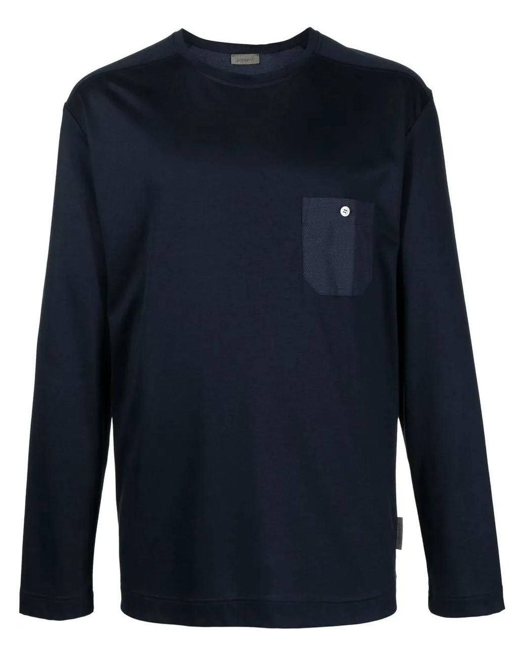 Zimmerli of Switzerland Blue Modern Lounge Long-Sleeve T-Shirt for men