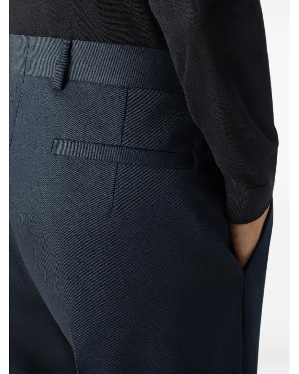 Zegna Blue Cotton And Wool Trousers for men
