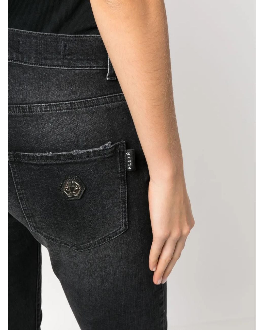 Philipp Plein Black Stonewashed Straight-Leg Jeans