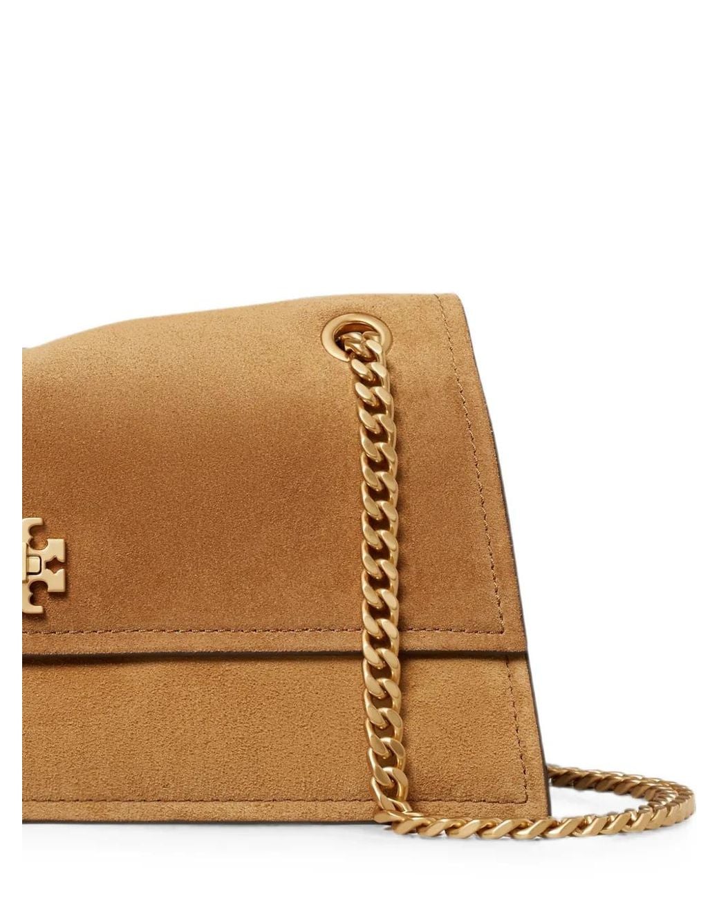 Tory Burch Brown Kira Turnlock Suede Shoulder Bag