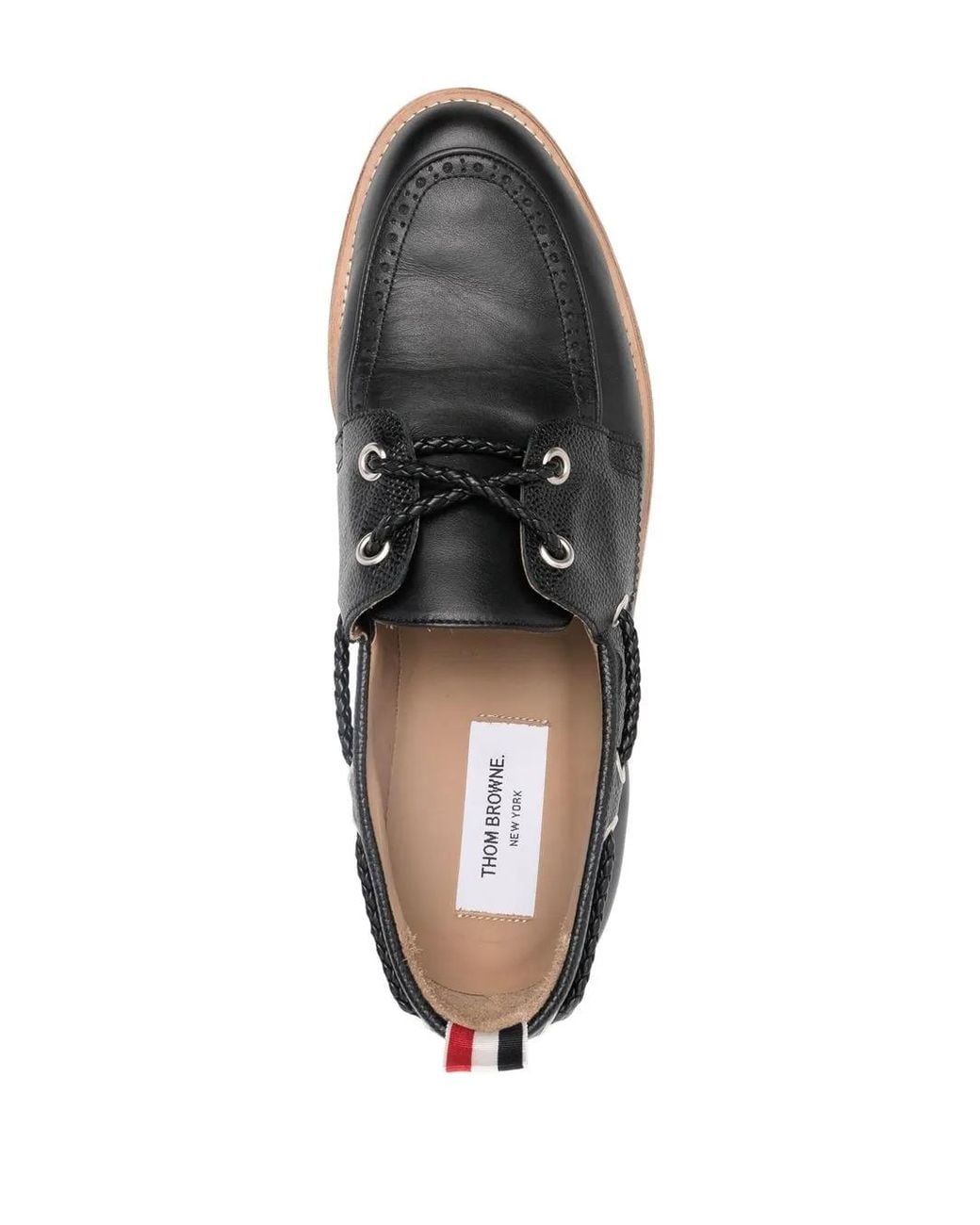 Thom Browne Black Grosgrain-Loop Trim Lace-Up Shoes for men