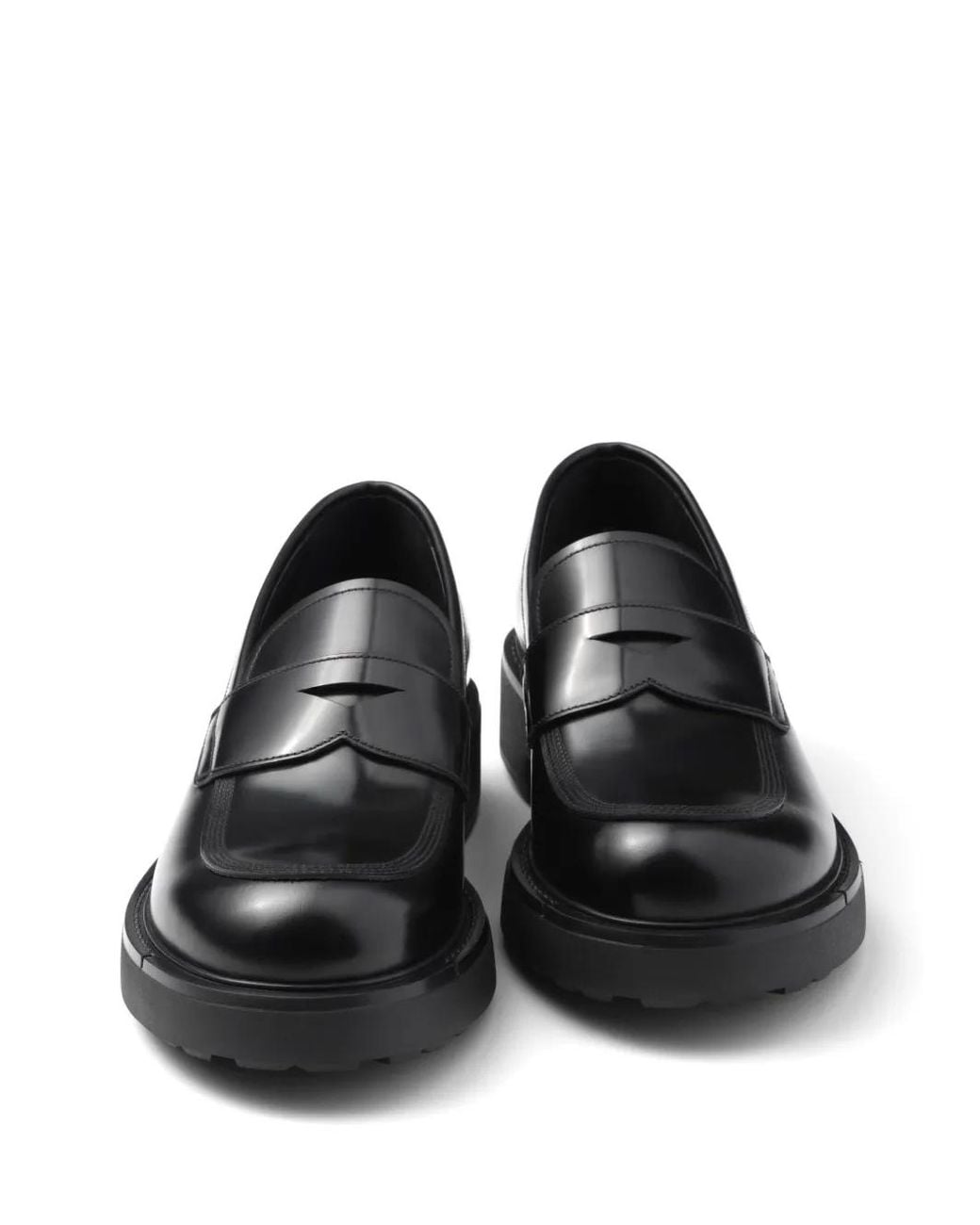 Prada Black Brushed Leather Loafers for men