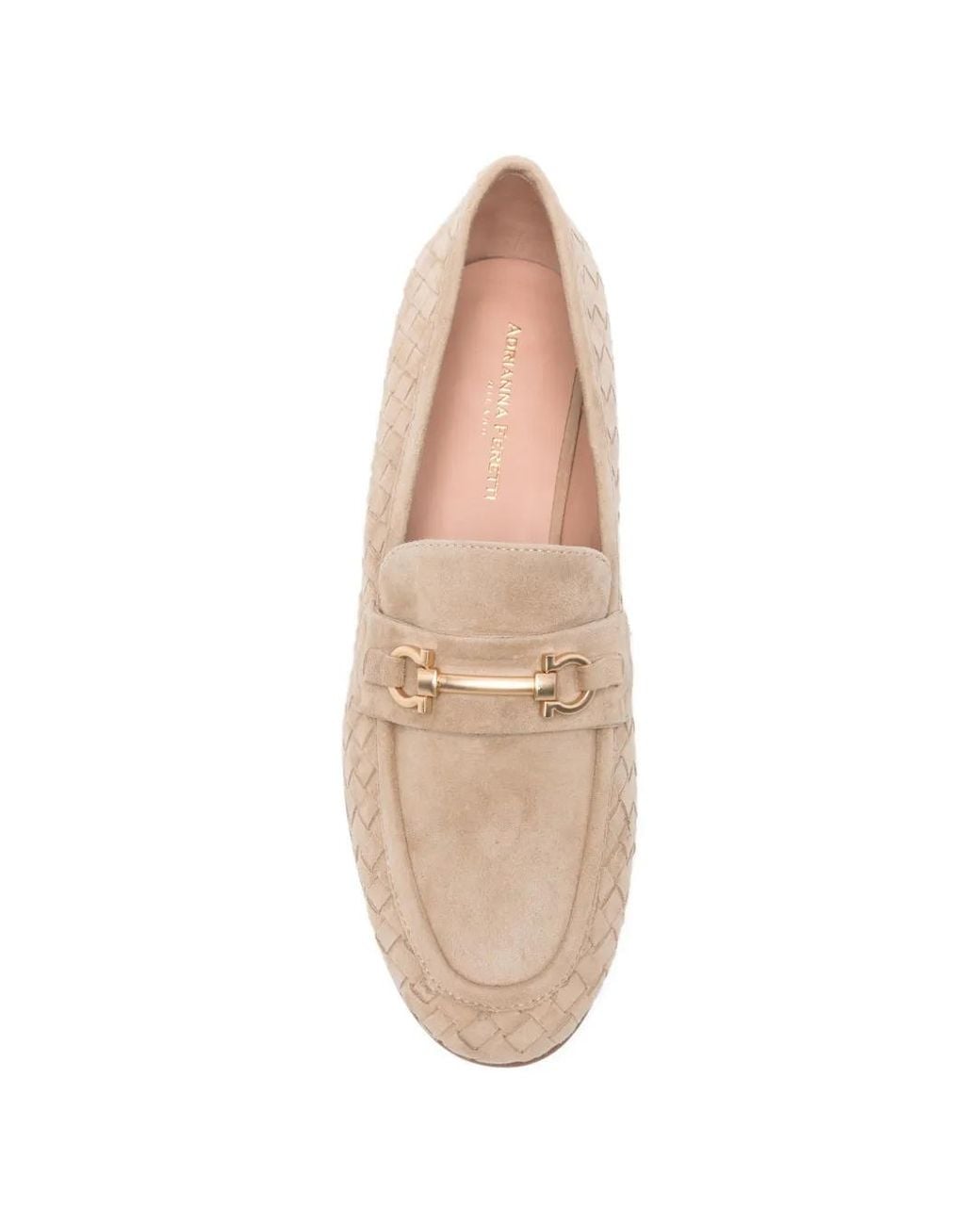ADRIANNA FERETTI Natural Woven Horsebit-Detail Loafers