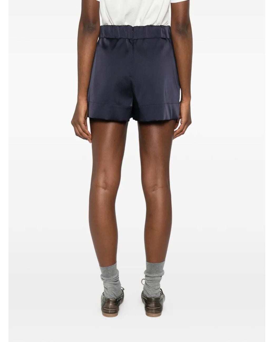 Maje Blue Satin-Effect Shorts