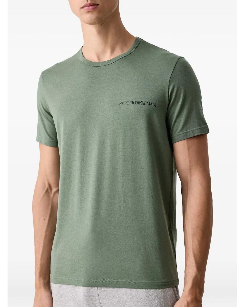 Emporio Armani Green Logo-Print Crew-Neck T-Shirts (Set Of Two) for men