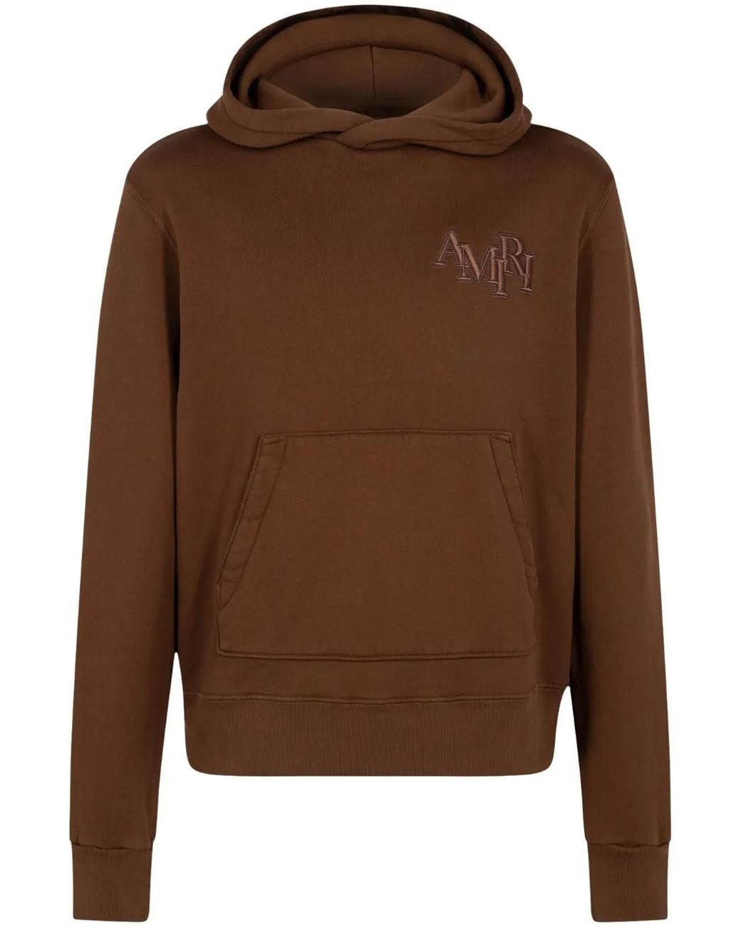 Amiri Brown Staggered Logo-Embroidered Cotton Hoodie for men