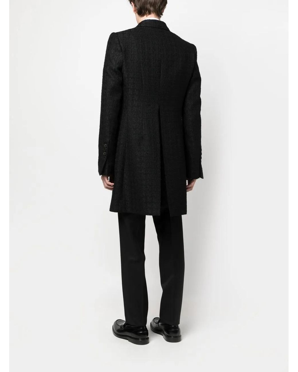 SAPIO Black Boucle Double-Breasted Coat for men