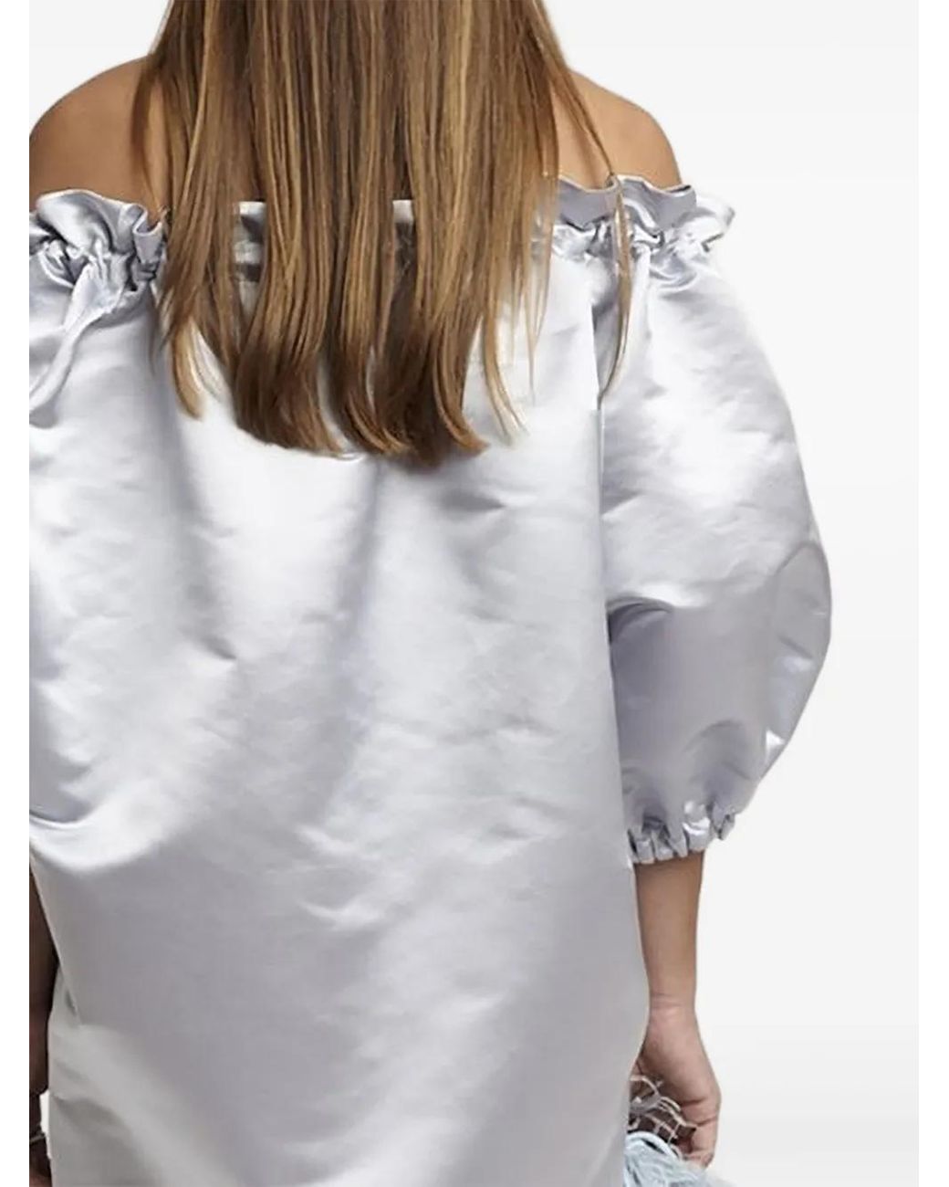 Gloria Coelho White Off-Shoulder Puff-Sleeve Dress