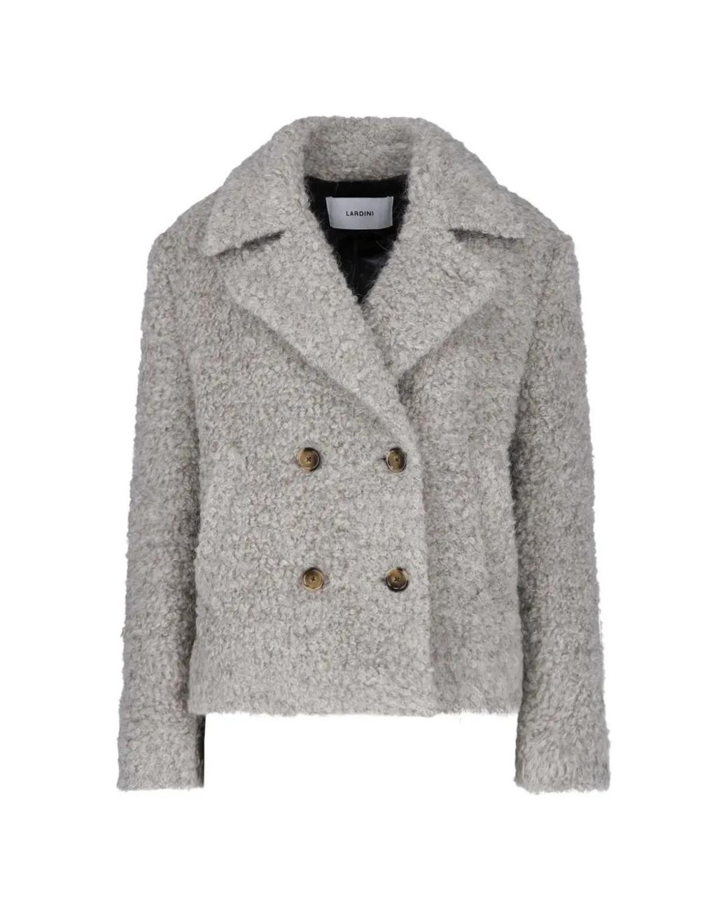 Lardini Gray Double-Breasted Bouclé Jacket