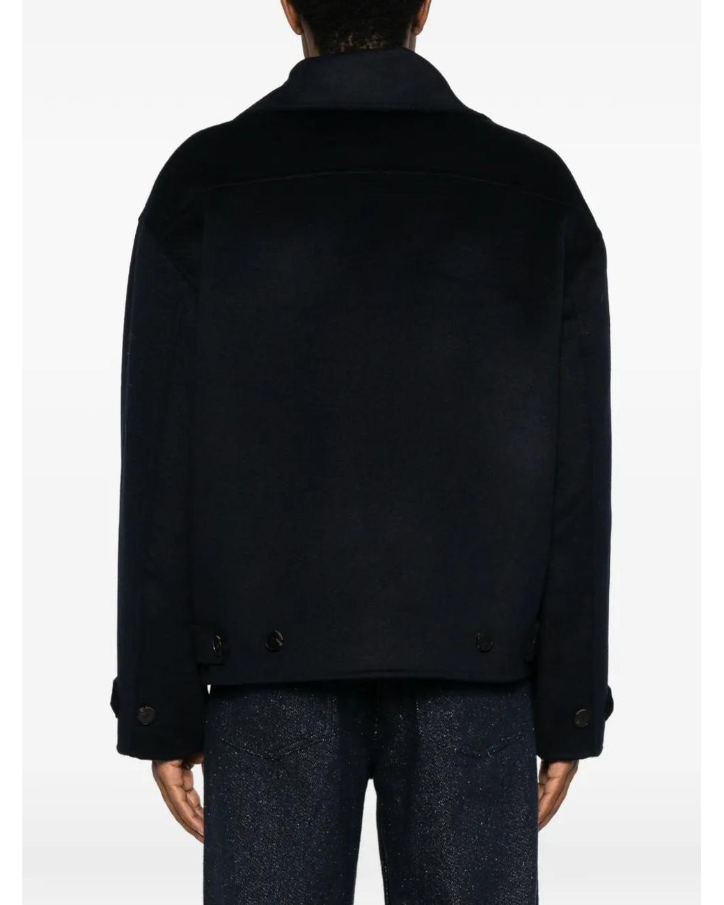 Amaranto Black Zip-Up Spread-Collar Jacket for men