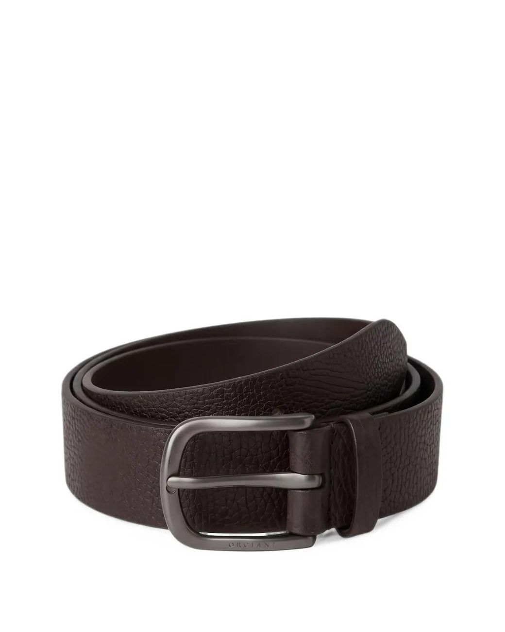 Orciani Brown Dollaro Grained Leather Belt for men