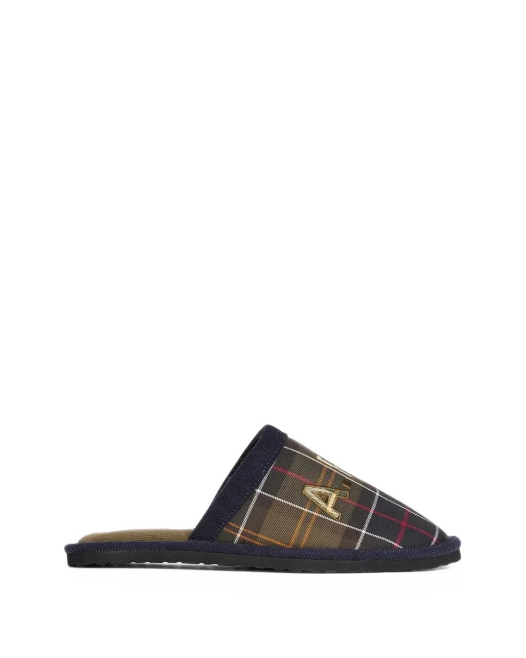Barbour Black A.P.C. Embroidered Tartan Slippers for men