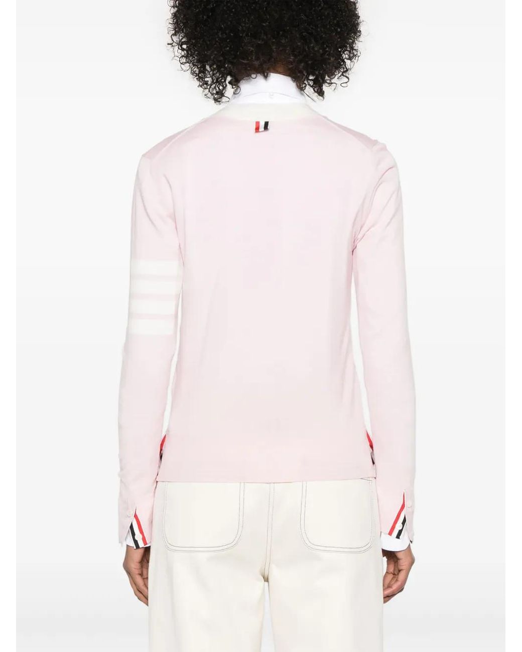 Thom Browne Pink 4 Bar Striped Cardigan