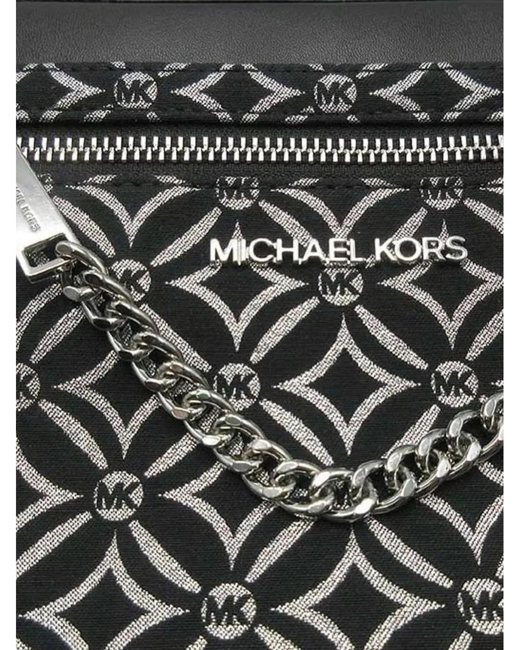 Michael Kors Black Large Jet Set Monogram-Print Crossbody Bag