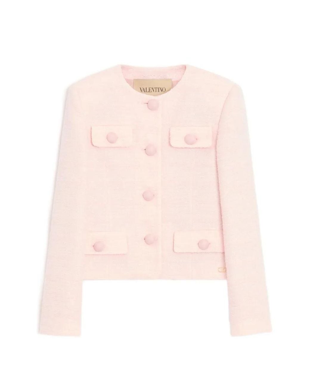 Valentino Garavani Pink Veste En Tweed À Poches À Rabat