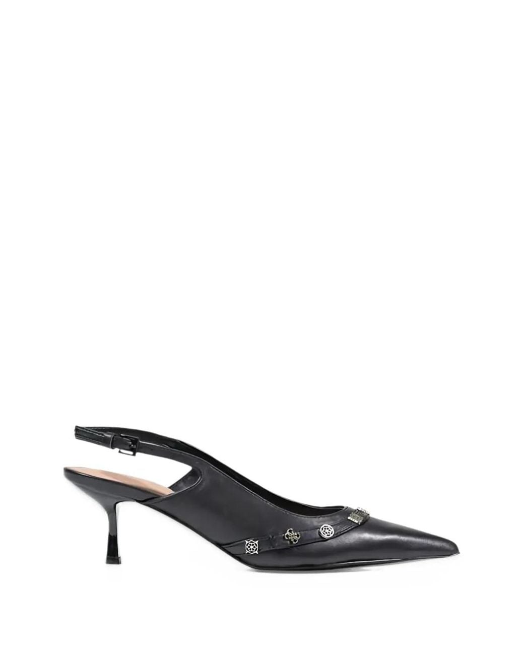 Guess White Yanai Embellished Slingback Pumps