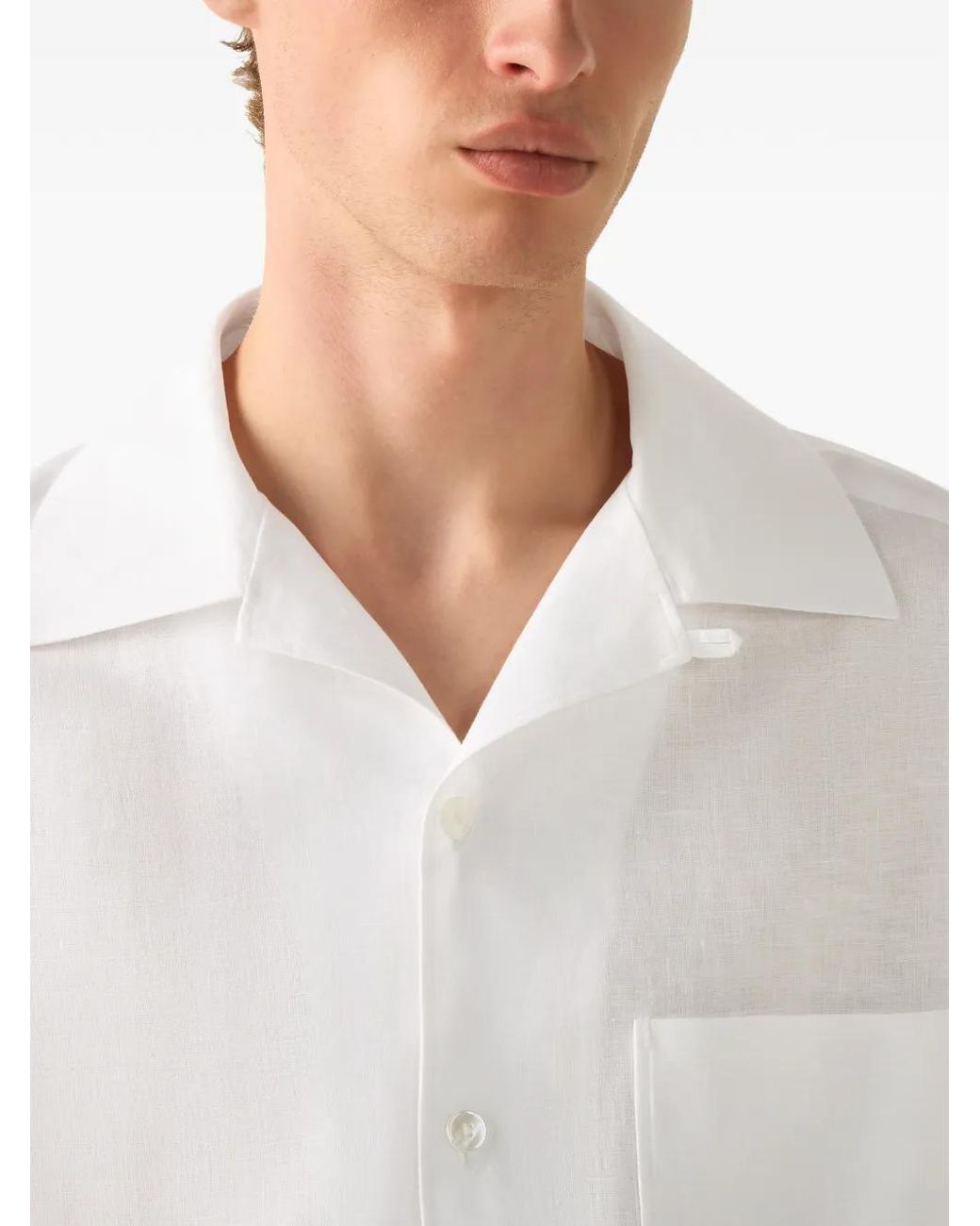 Zegna White Pocket Short Sleeve Shirt for men