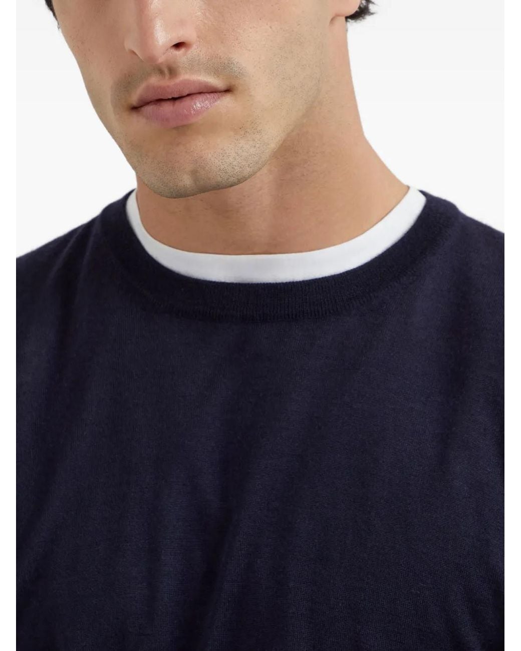 Brunello Cucinelli Pullover Mit Rundem Ausschnitt in Blue für Herren