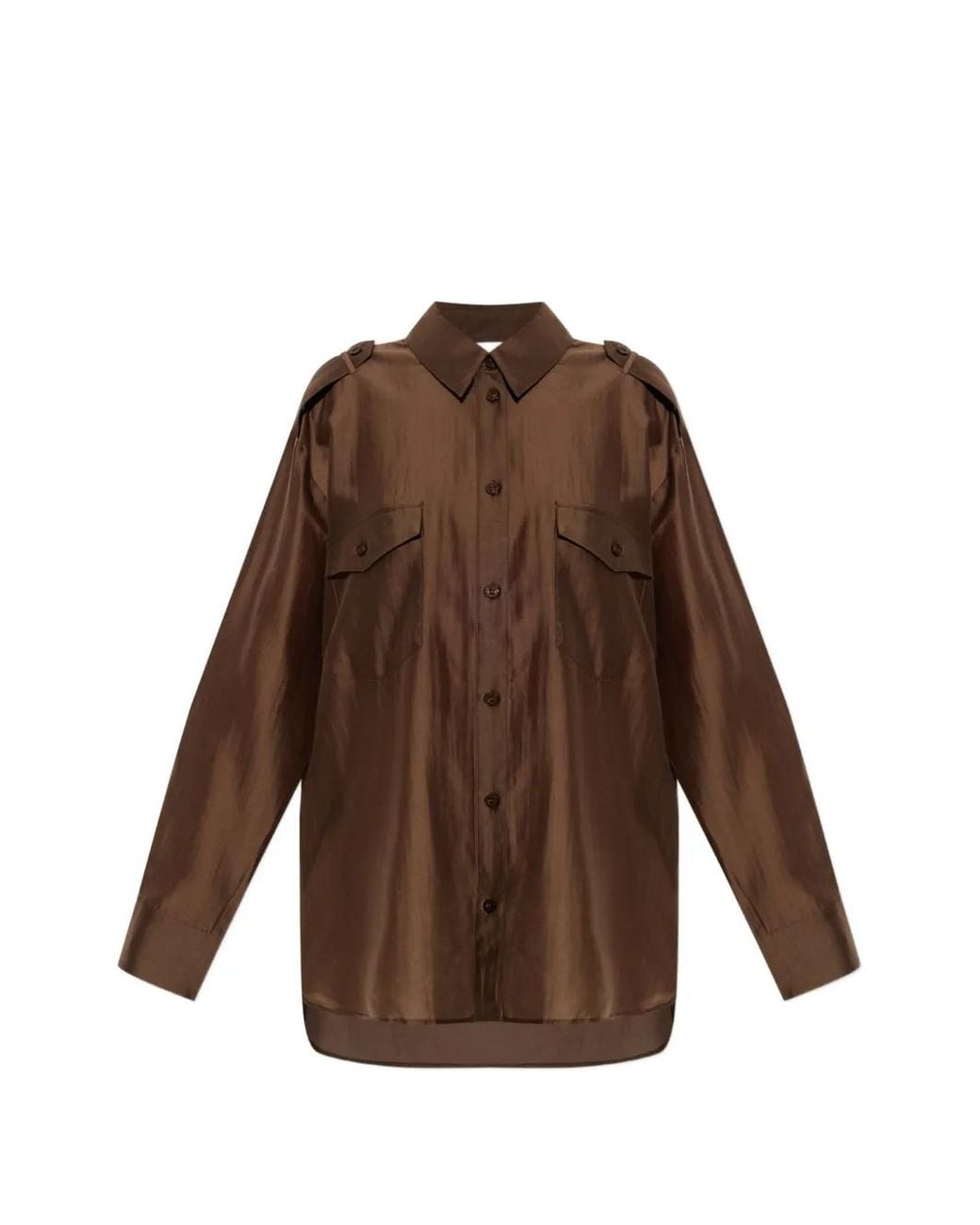 Gestuz Brown Gzsiora Epaulette-Detail Shirt