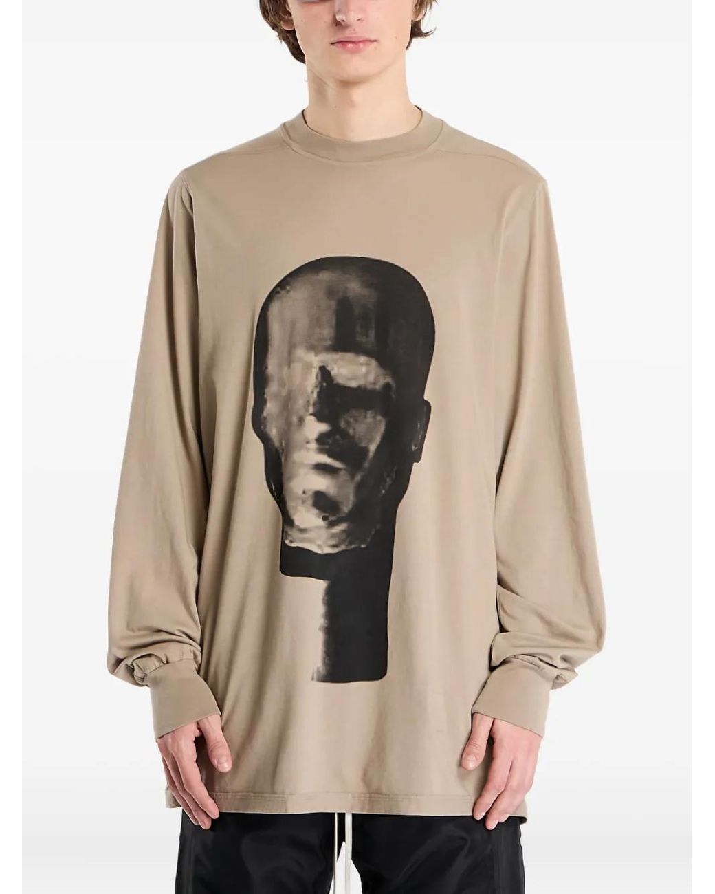 Rick Owens Natural T-Shirt Jumbo Ls Tee Dirty Pearl for men