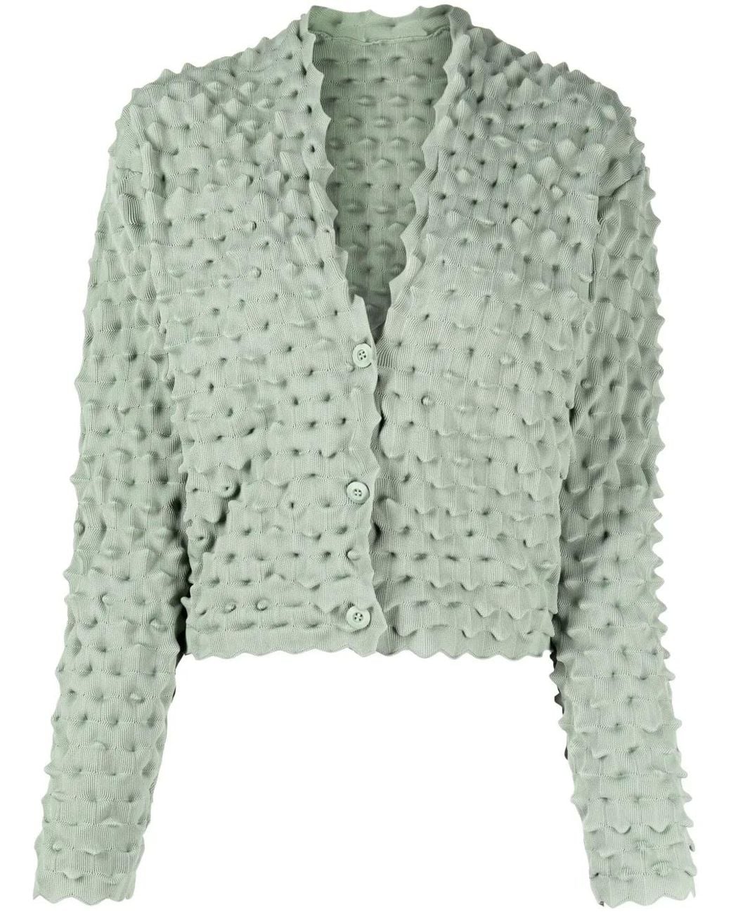 JNBY Green V-Neck Cropped Cardigan