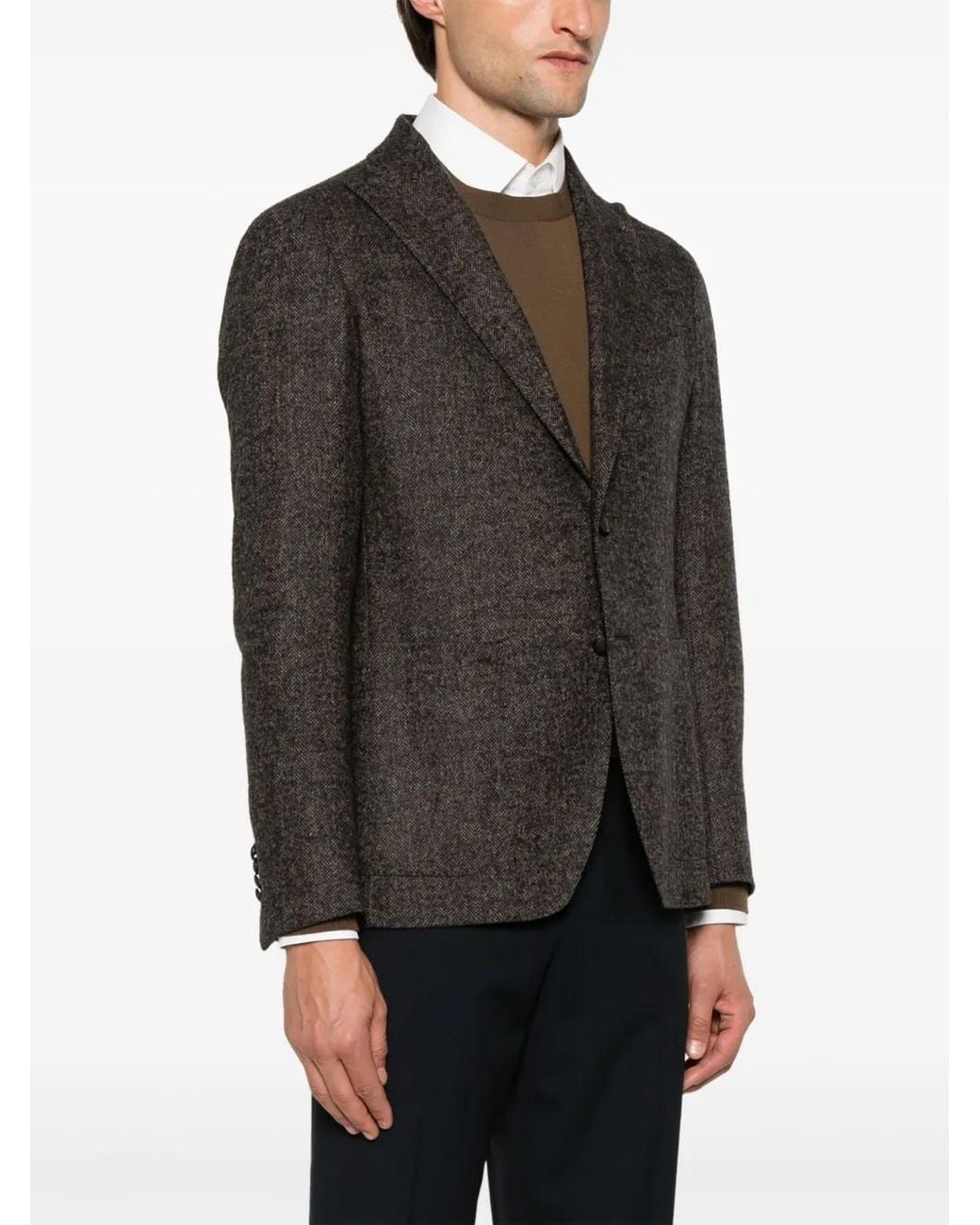 Tagliatore Gray Herringbone-Pattern Blazer for men