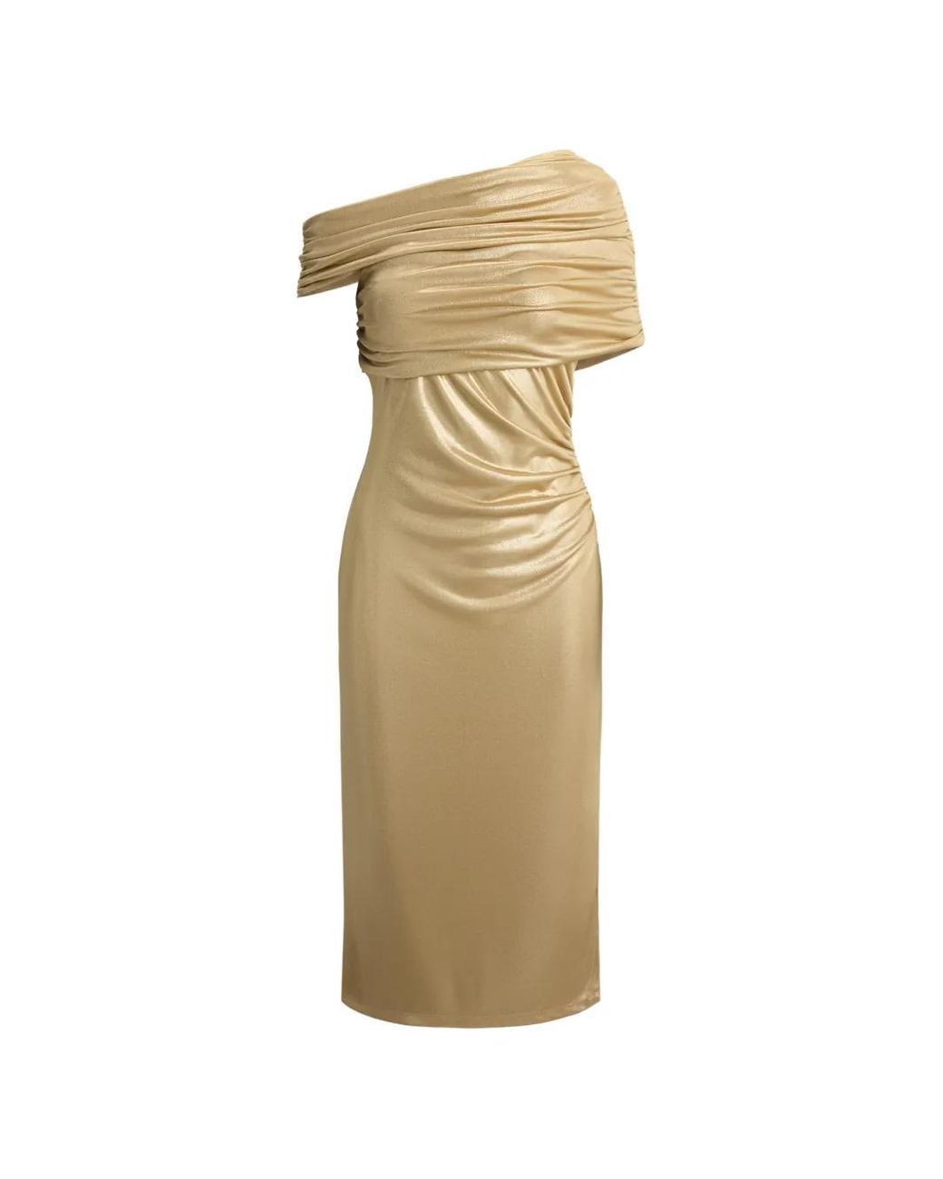 Ralph Lauren Metallic Robe Mi-Longue Métallisée À Épaules Dénudées