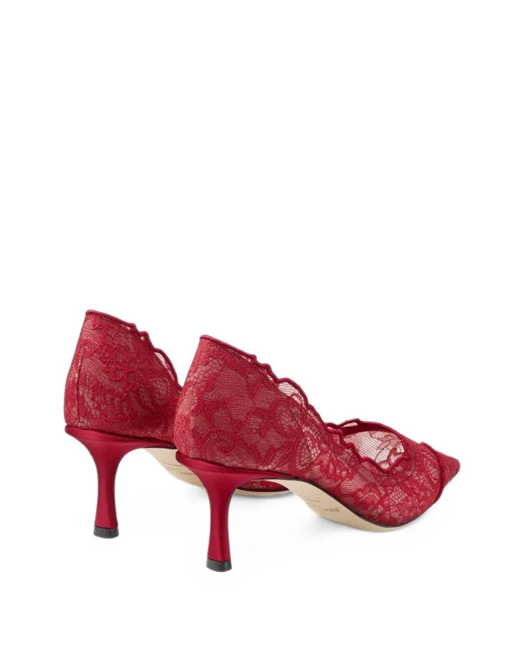 Jimmy Choo Red Faiz Lace-Overlay Pumps