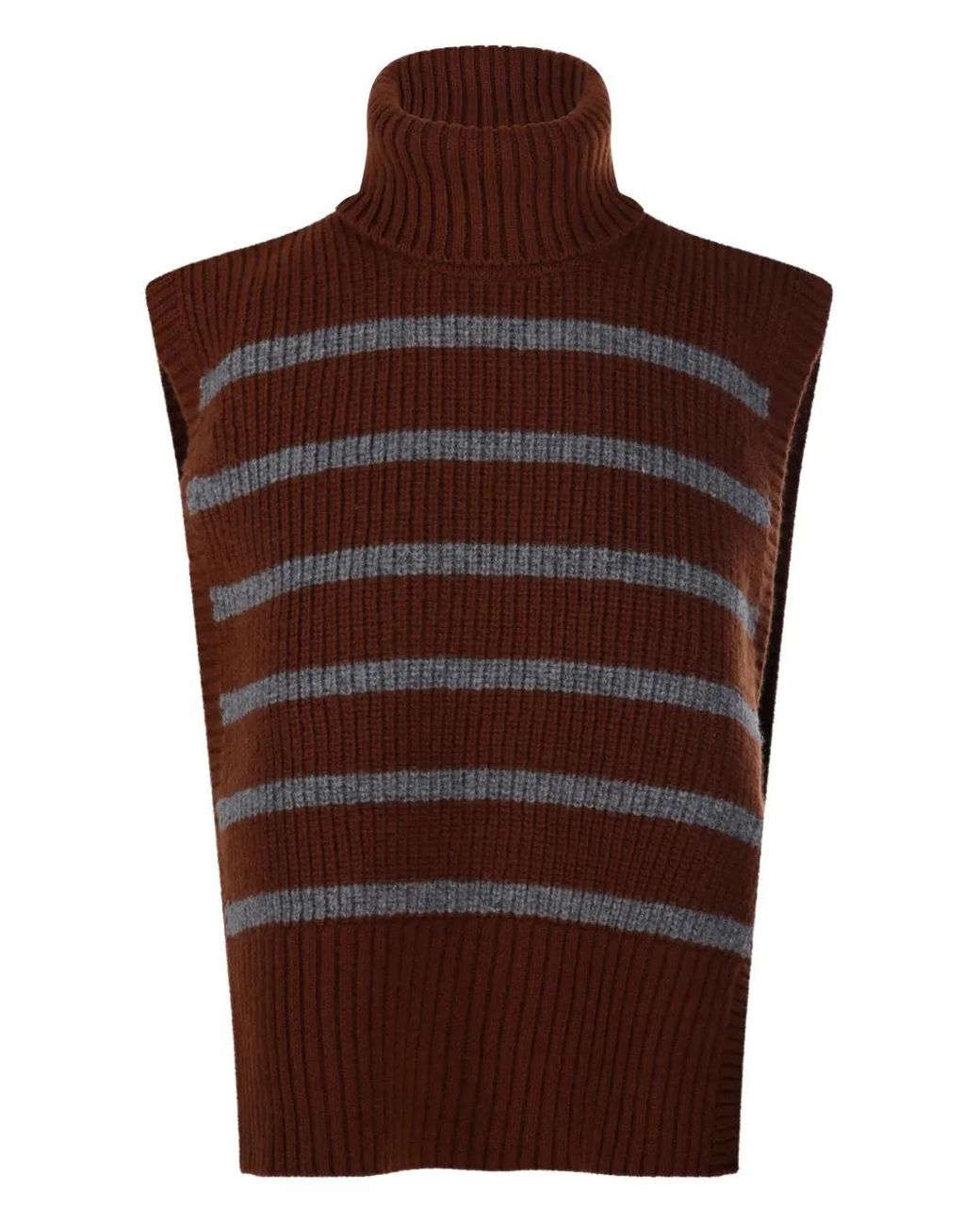 DAVANTINO Brown Striped Turtleneck Sweater