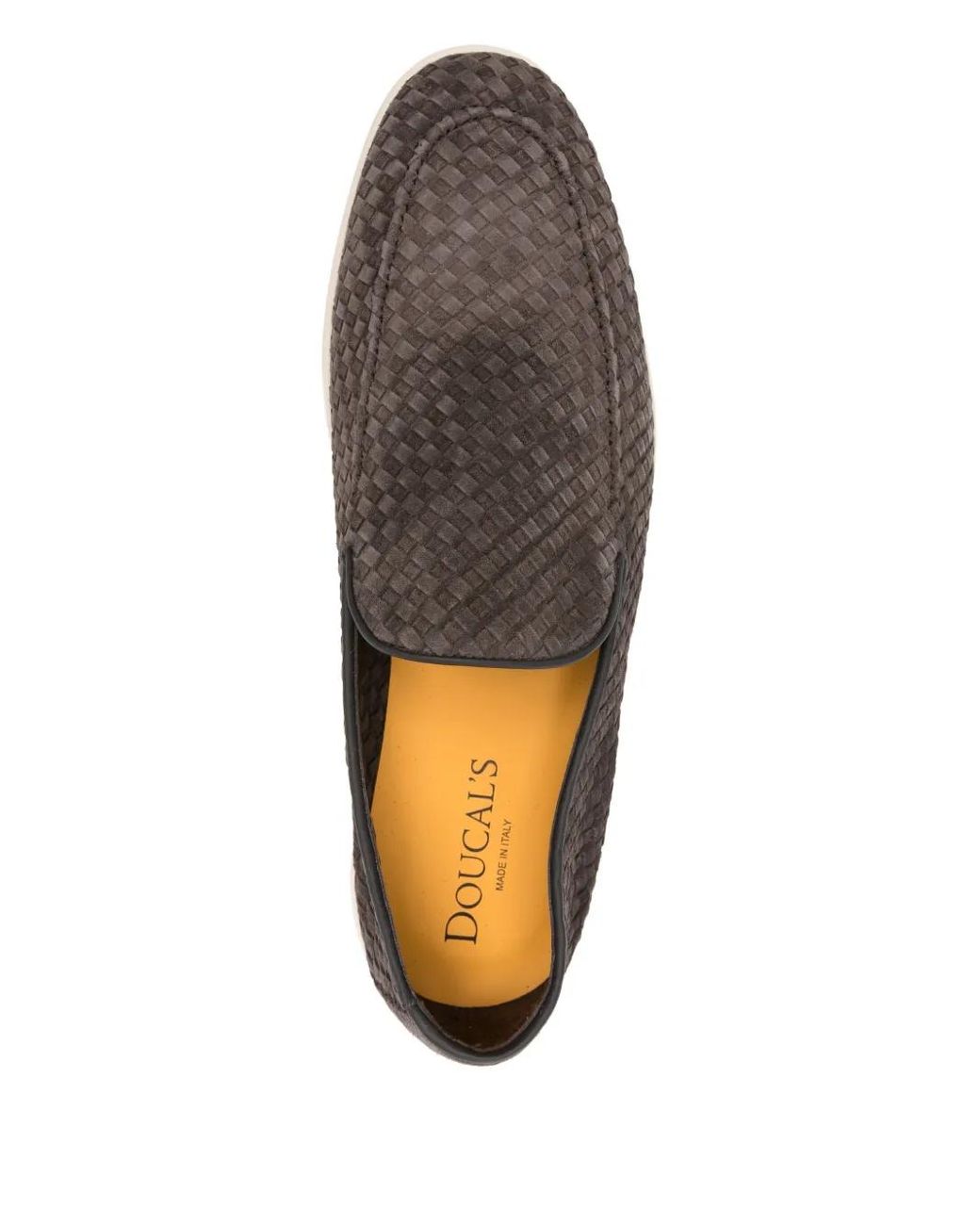 Doucal's Gray Woven Suede Loafers for men