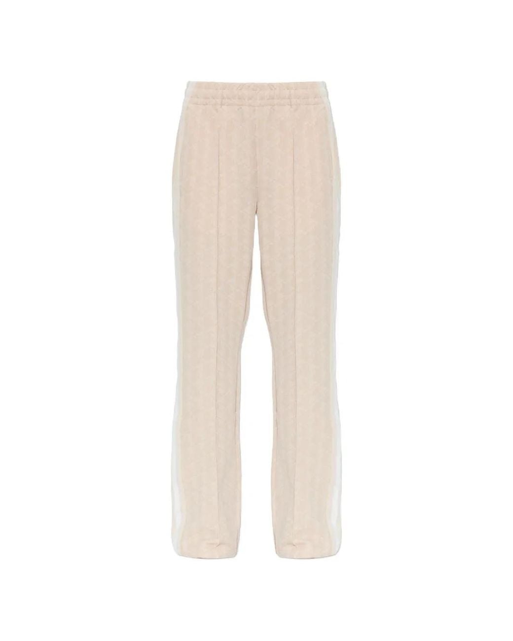 Lacoste White Monogram-Pattern Flared Track Pants