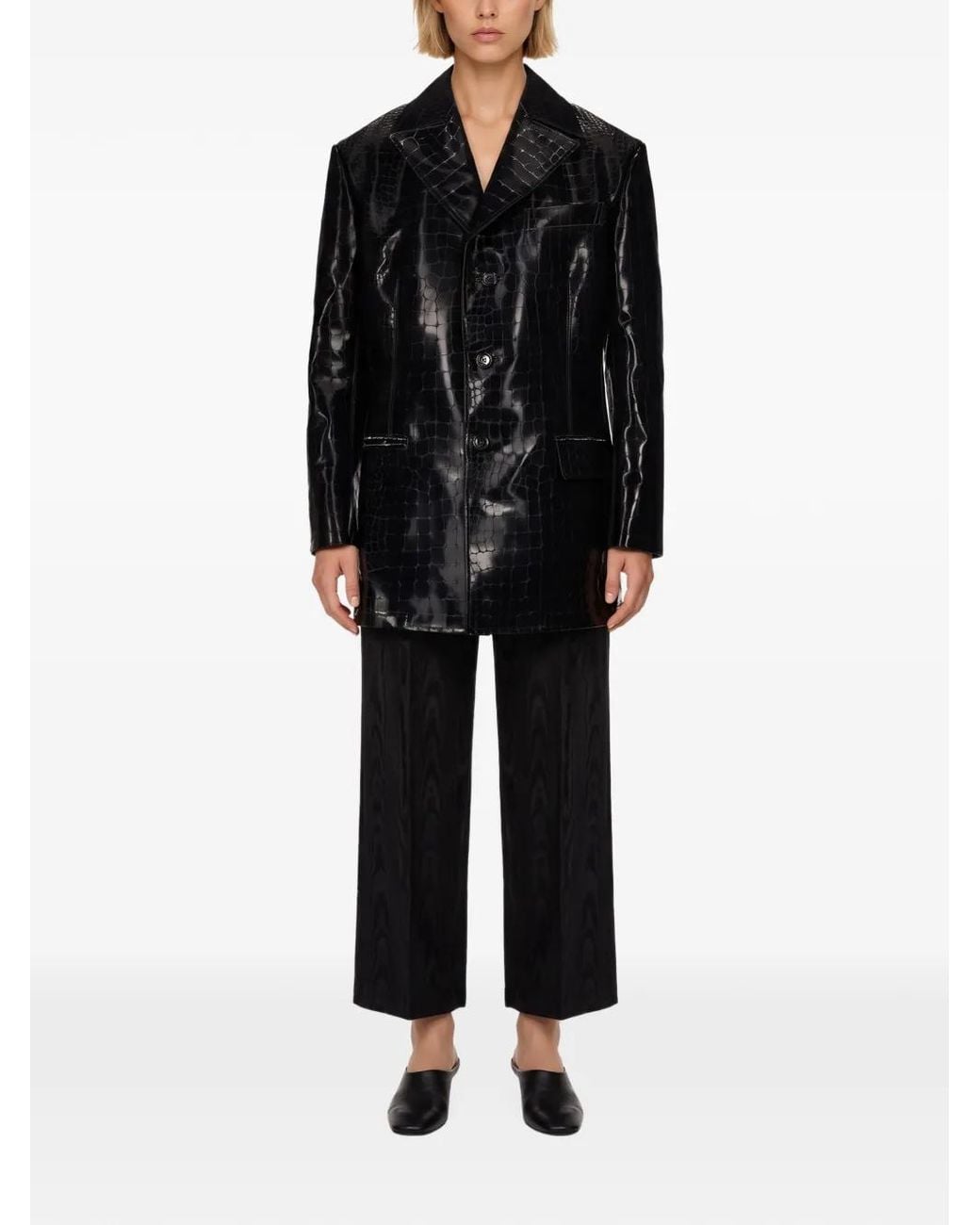 Junya Watanabe Black Crocodile-Effect Single-Breasted Blazer