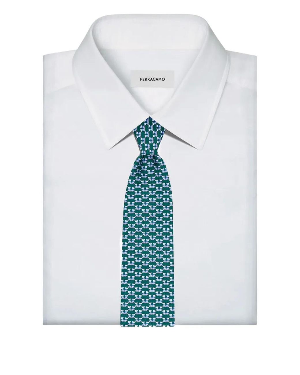 Ferragamo Green Terrier-Print Silk Tie for men
