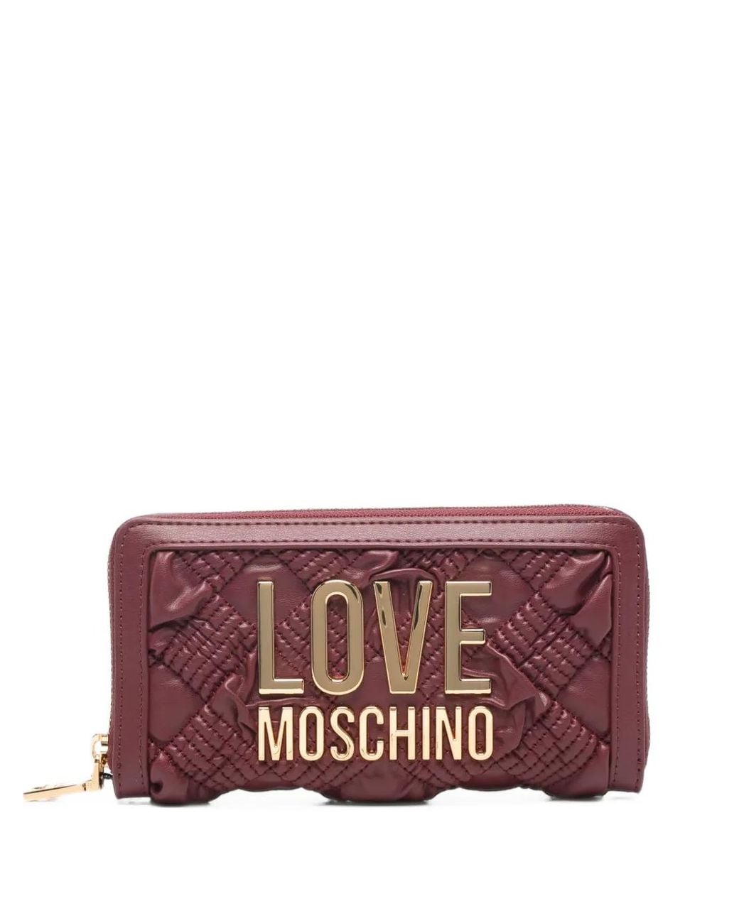 Love Moschino Purple Logo-Plaque Quilted Wallet