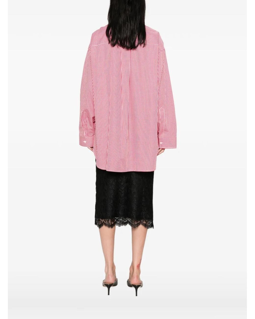 Marie Adam-Leenaerdt Pink Gingham-Check Oversized Shirt