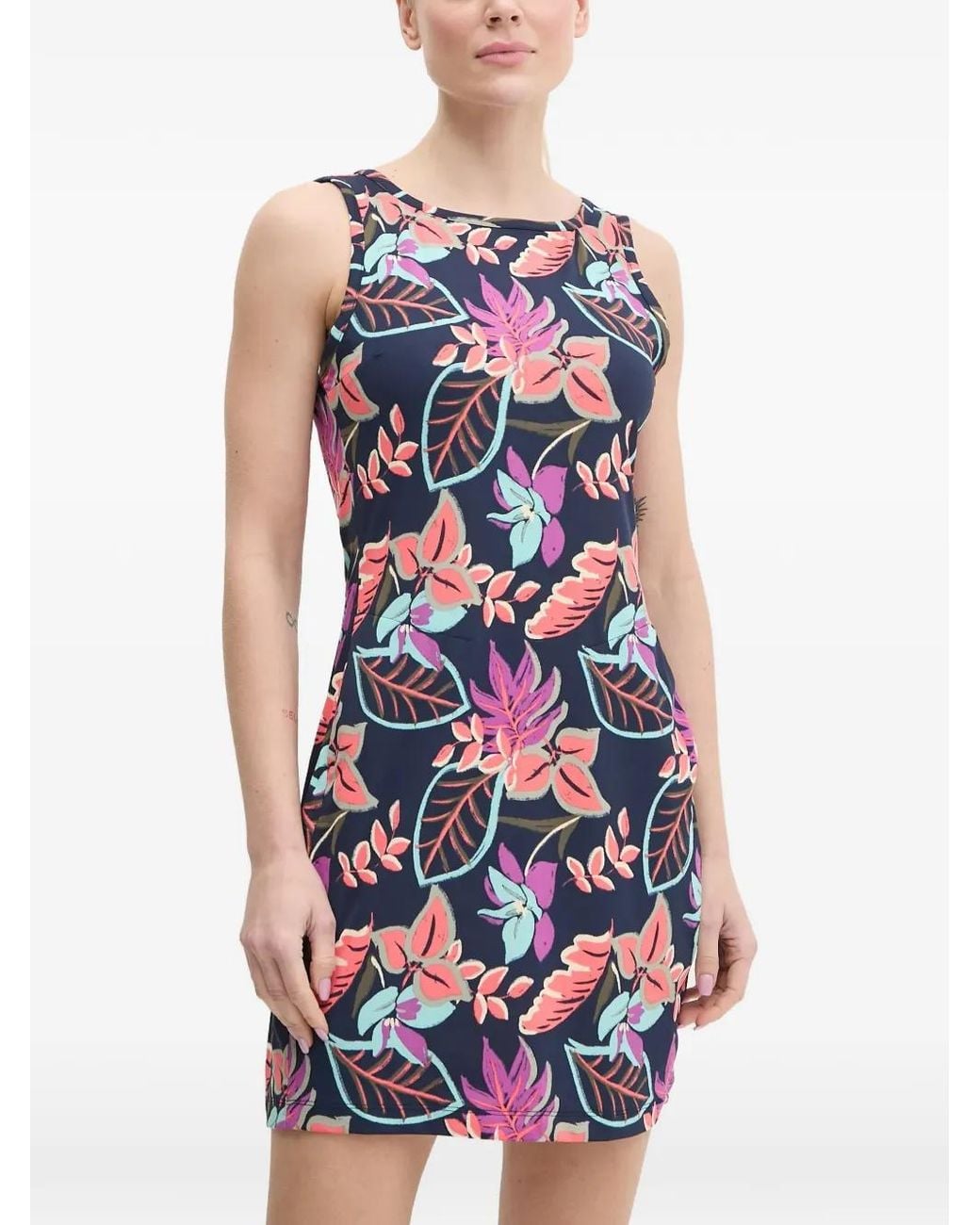 Columbia White Floral-Print Mini Dress