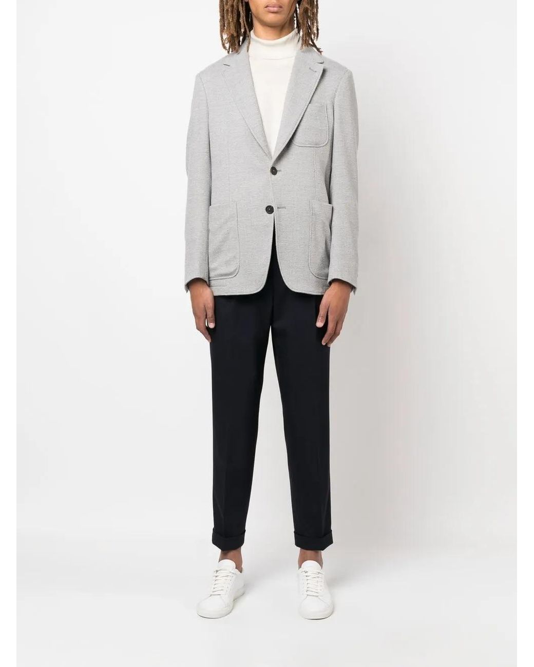 Canali Gray Single-Breasted Wool Blazer for men