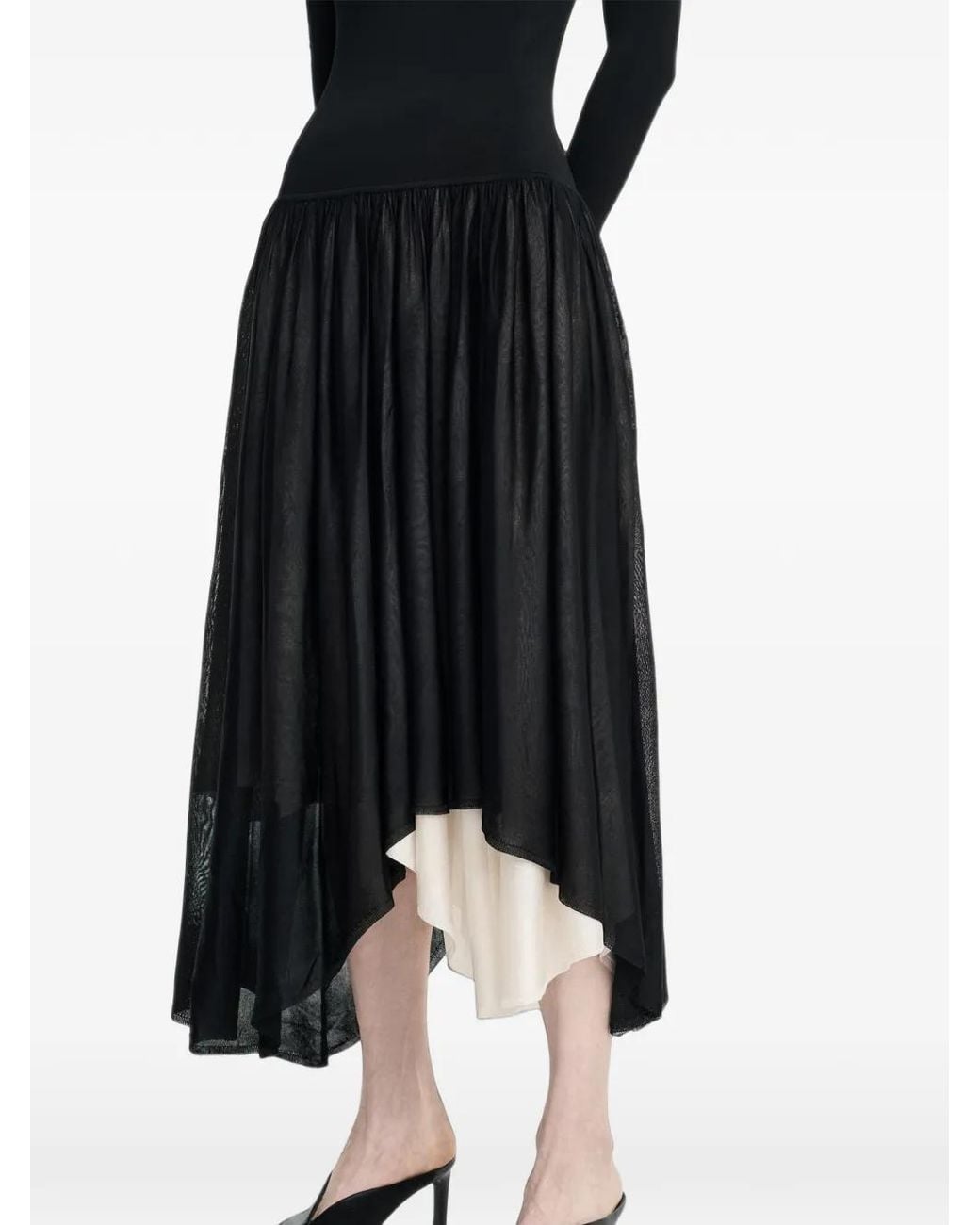 Maria McManus Black Boat-Neck Asymmetric Dress