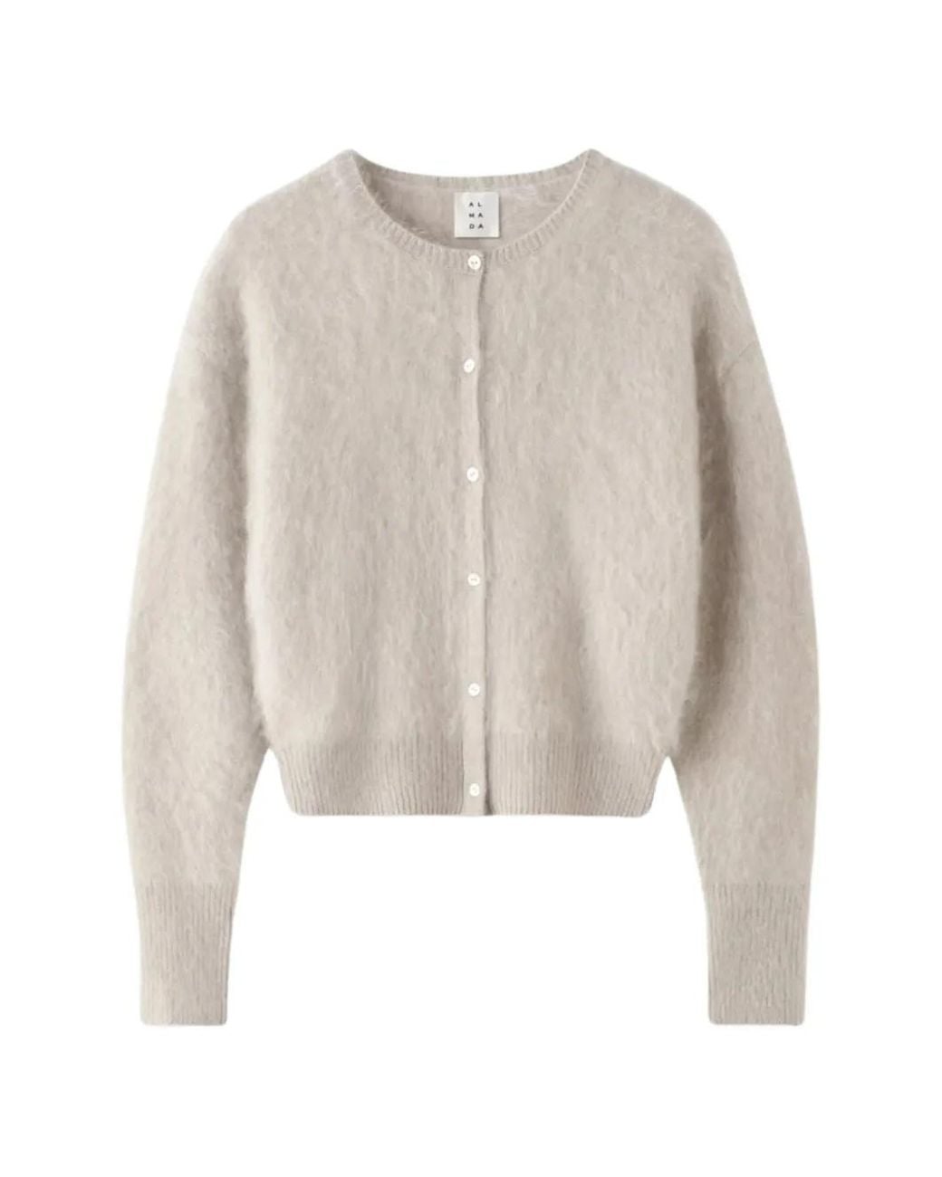Almada Label White Button-Up Cashmere Cardigan