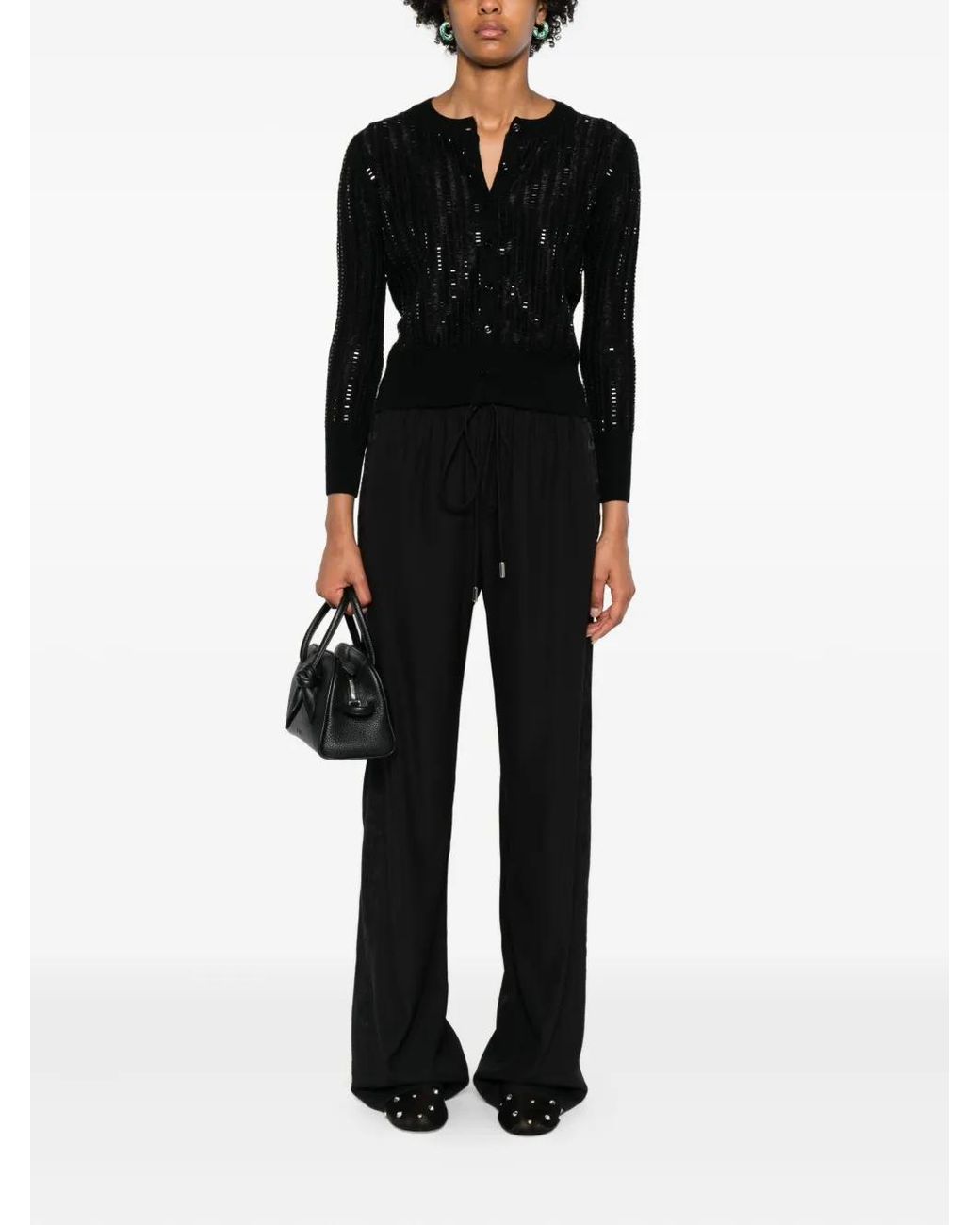 Ermanno Scervino Black Lace-Insert Drawstring Trousers