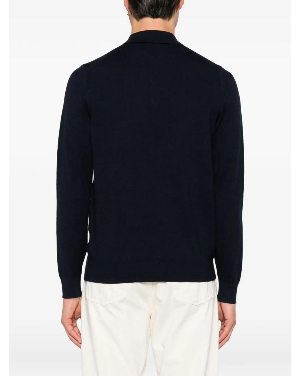 Diktat Blue Long-Sleeve Polo Shirt for men