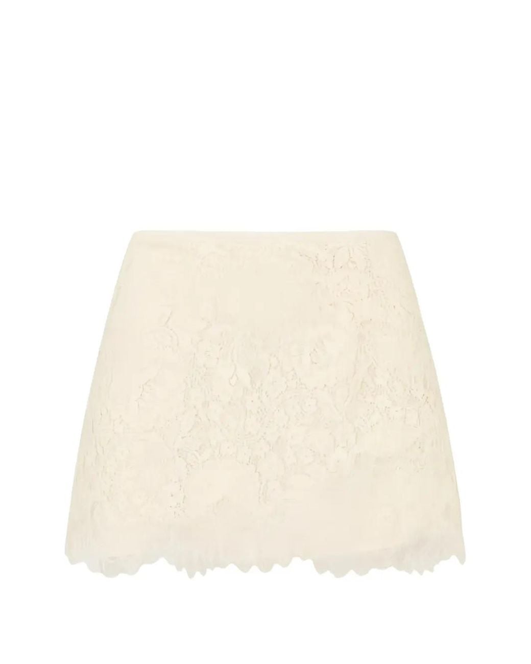 LoveShackFancy Natural Solennea Lace-Embroidered Short Skirt