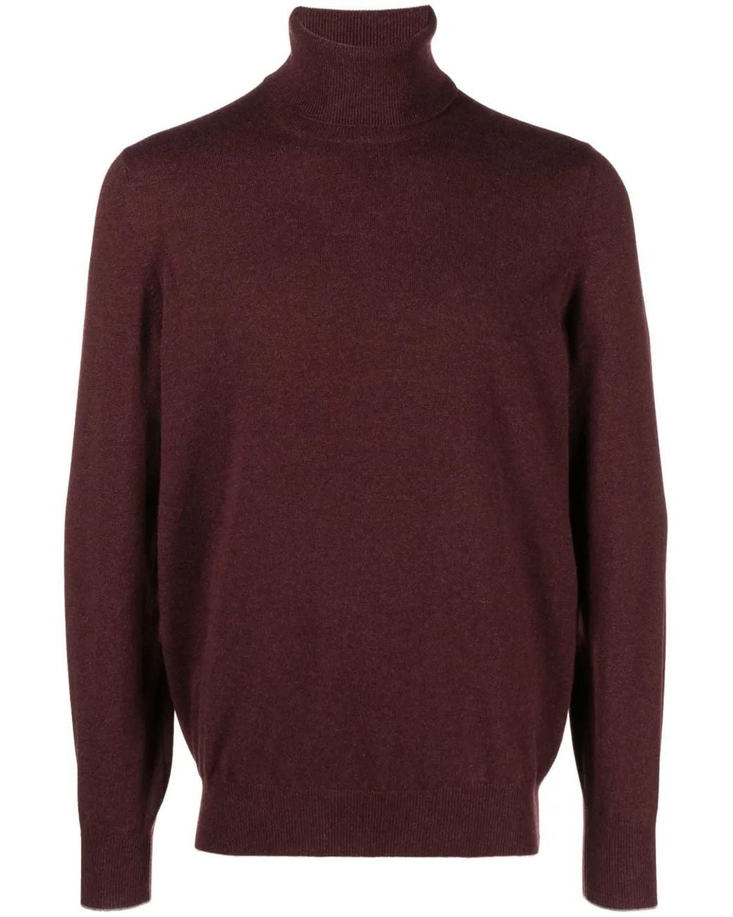 Brunello Cucinelli Red Roll-Neck Cashmere Jumper for men