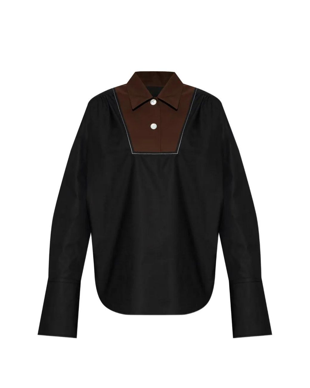 Marni Black Poplin Shirt With Contrast Bib Insert