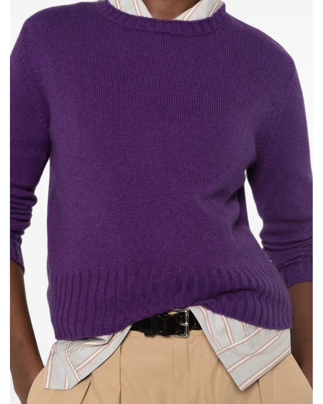 Be You Purple Ribbed-Knit Crew-Neck Sweater