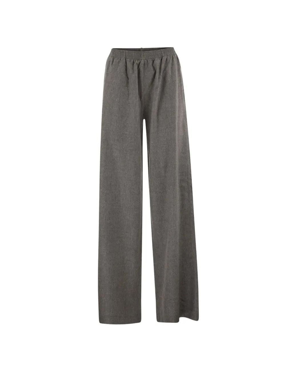 Fabiana Filippi Gray Elasticated-Waistband Wide-Leg Trousers