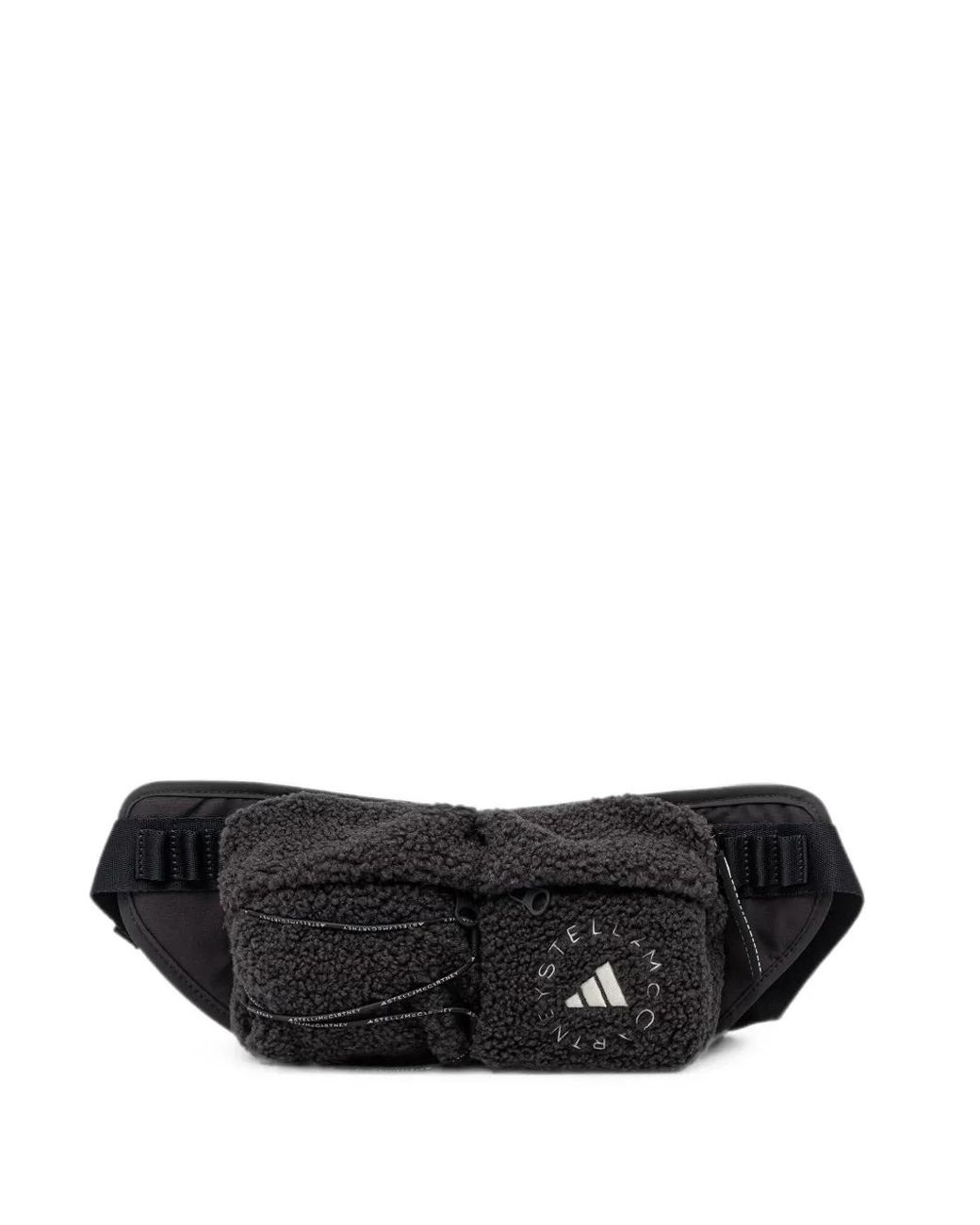 Adidas By Stella McCartney Black Fleece-Texture Logo-Print Belt Bag