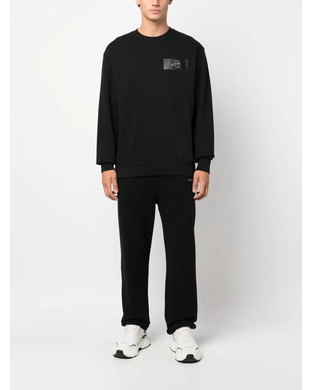 Philipp Plein Black Logo-Patch Cotton Sweatshirt for men