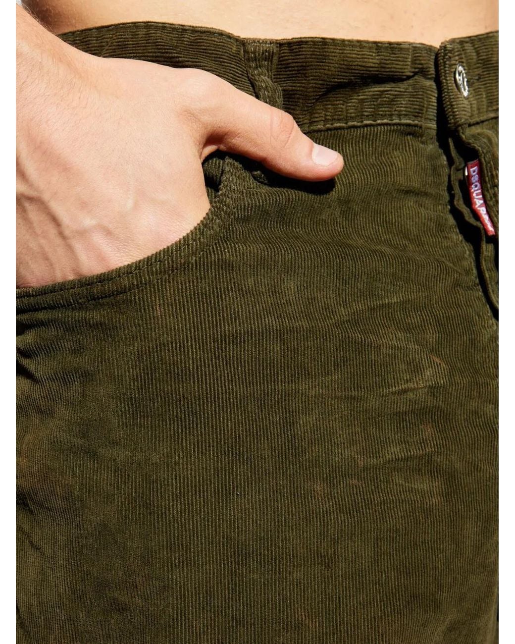 DSquared² Green Corduroy Straight-Leg Trousers for men