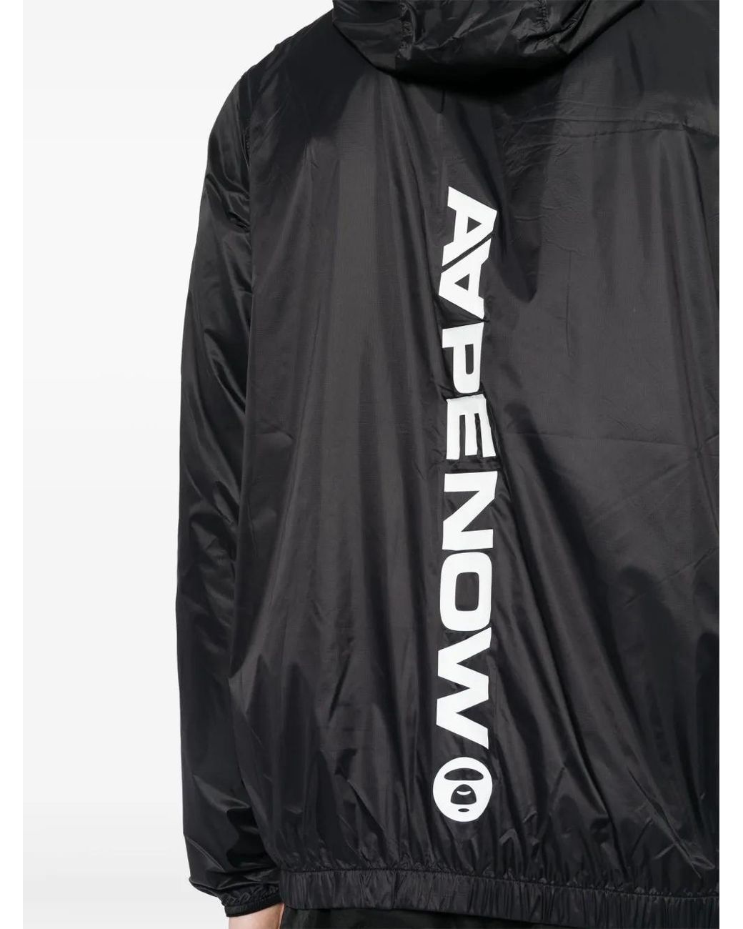 Aape By A Bathing Ape Black Logo-Appliqué Hooded Jacket for men